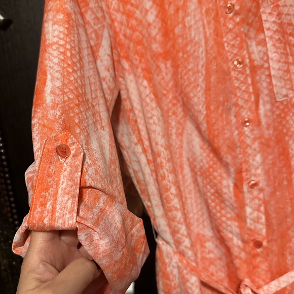 RARE* Queen Collection by Queen Latifah for HSN Maxi Shirt Dress - Coral Python - Picture 8 of 10